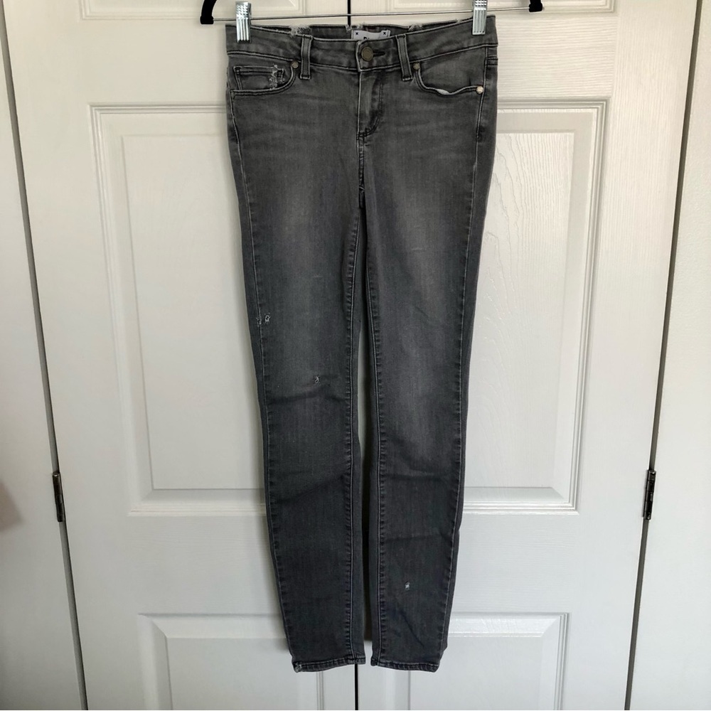 Grey Paige Verdugo Ultra Skinny Distressed Jeans Size 25